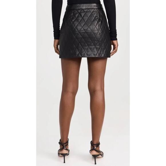 FRAME Quilted Lamb Leather Miniskirt XL - Picture 7 of 14